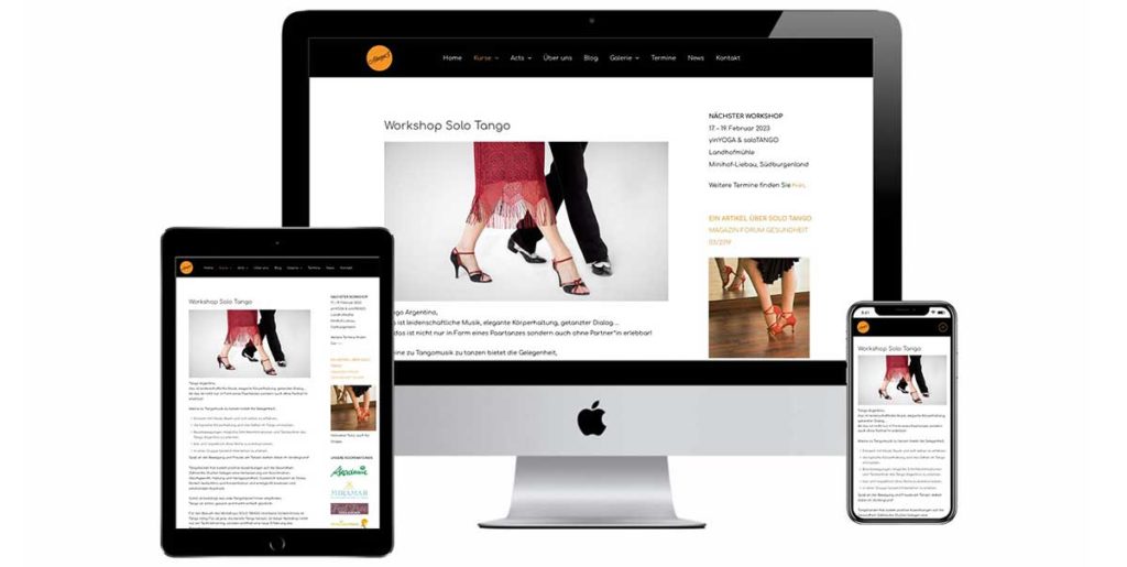 Website Erstellung für Kunst und Kulturbranche, Tanzbranche, Webdesign von Detscher-Design